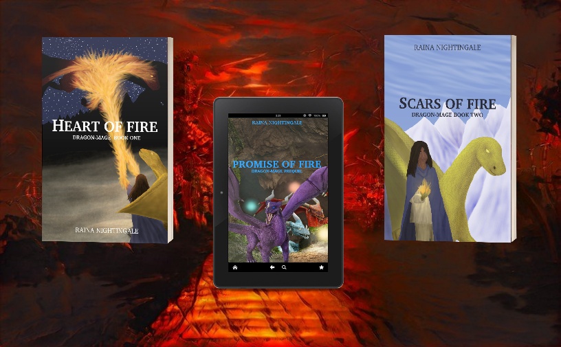 Header for the Dragon-Mage series (Heart of Fire, Scars of Fire, Promise of Fire). A captivating fantasy about the intricate relationship between dragon and rider that would be perfect for fans of the Heralds of Valdemar, A Wizard of Earthsea, Dragonriders of Pern, or Eragon. Also great for lovers of George MacDonald's novels!